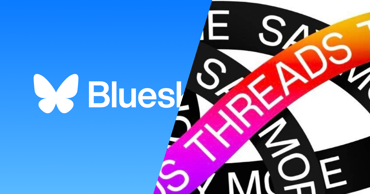 The Bluesky logo and Threads swirl design, cut together.
